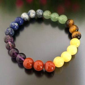 7 Chakras 8mm Natural Stone Beads Stretchable Bracelet